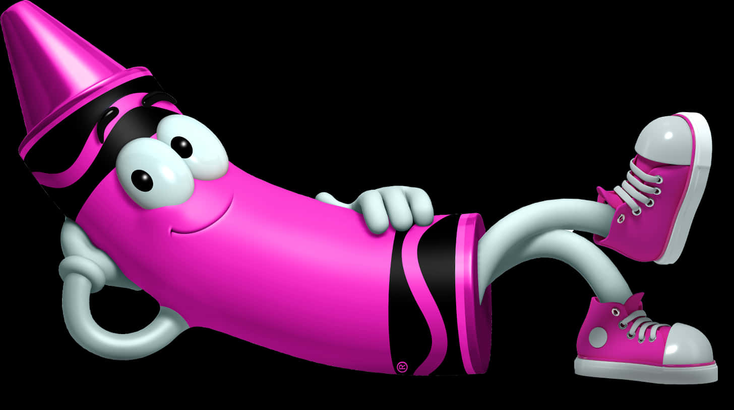 Animated Pink Crayon Character PNG image