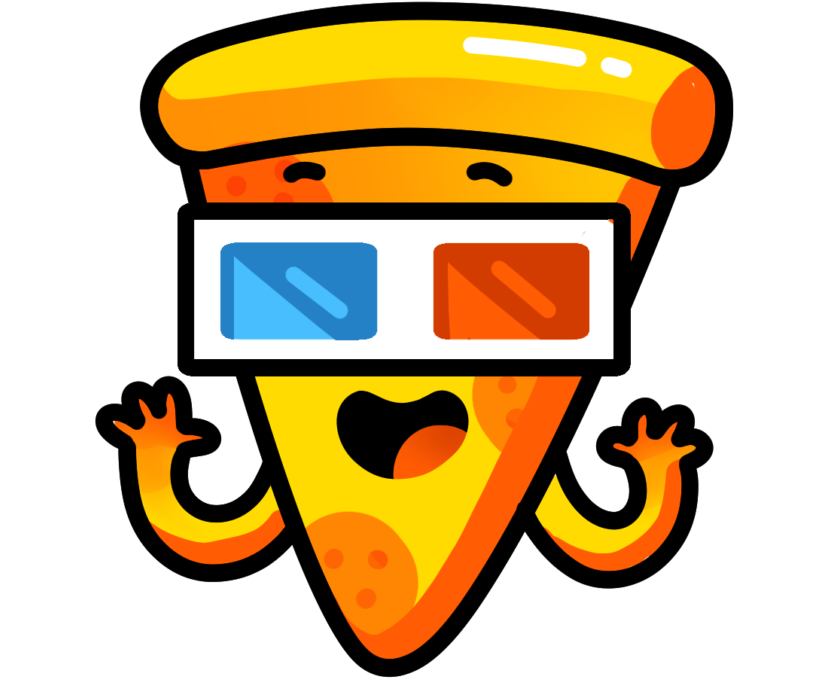 Animated Pizza Character With3 D Glasses PNG image