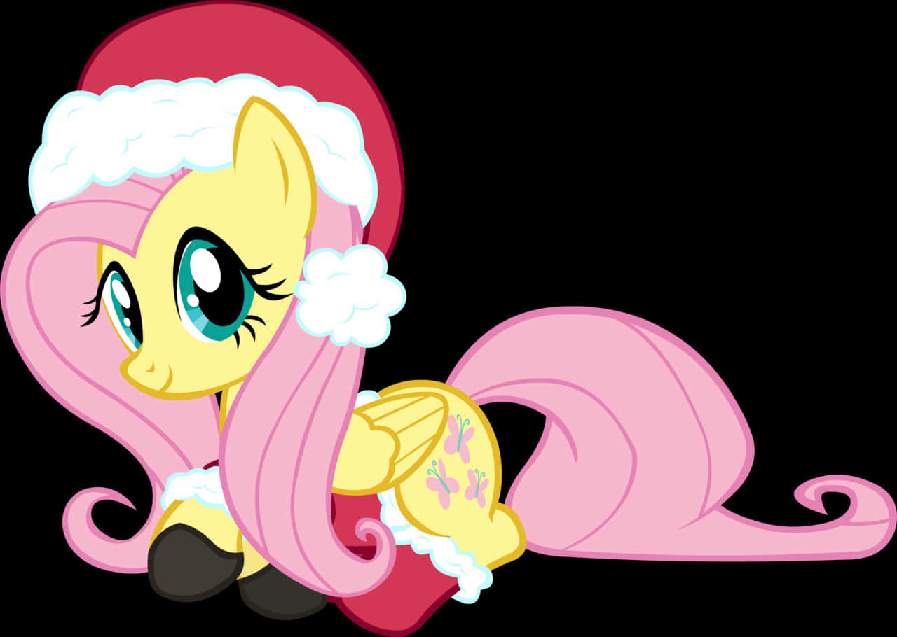 Animated Ponywith Santa Hat PNG image