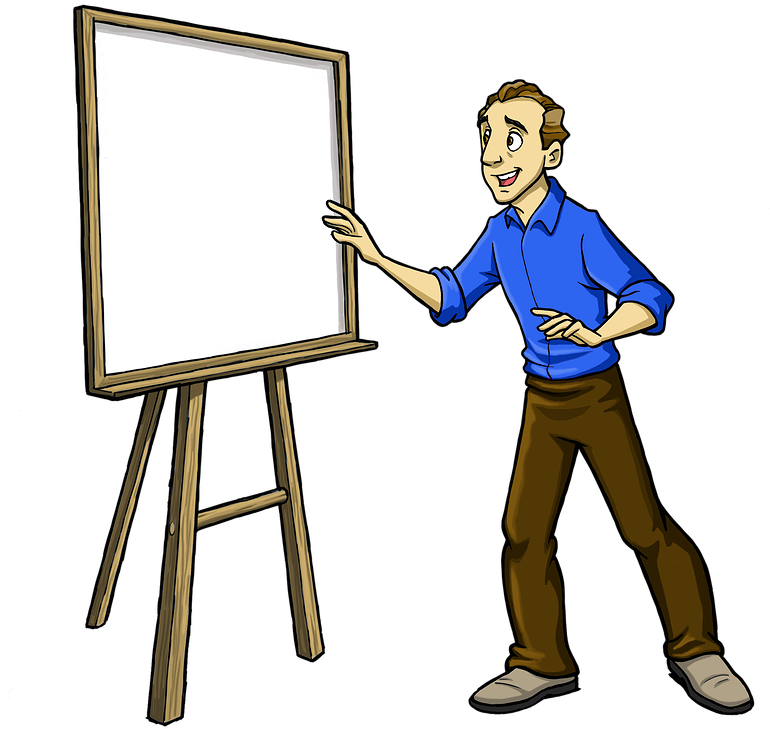 Animated Presenter With Whiteboard PNG image