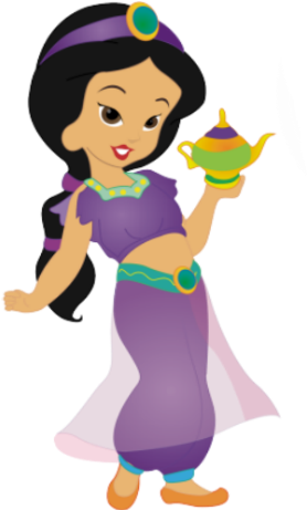 Animated Princess Holding Magic Lamp PNG image