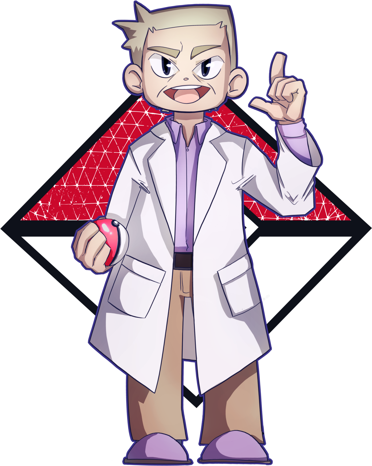 Animated Professor With Pokeball PNG image