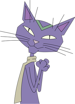 Animated Purple Cat Character PNG image