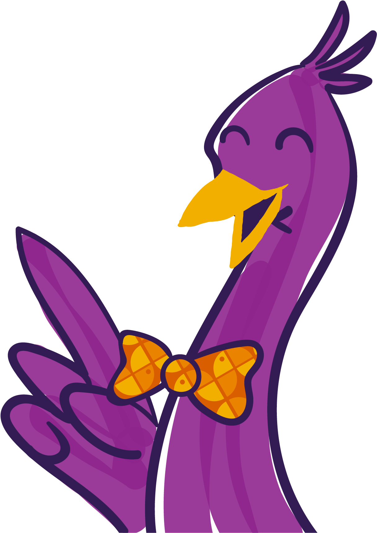 Animated Purple Emu With Bowtie PNG image