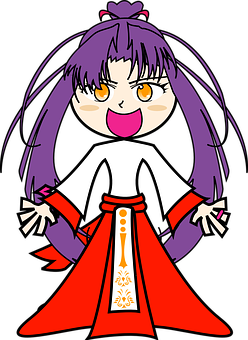 Animated Purple Haired Girlin Traditional Attire PNG image