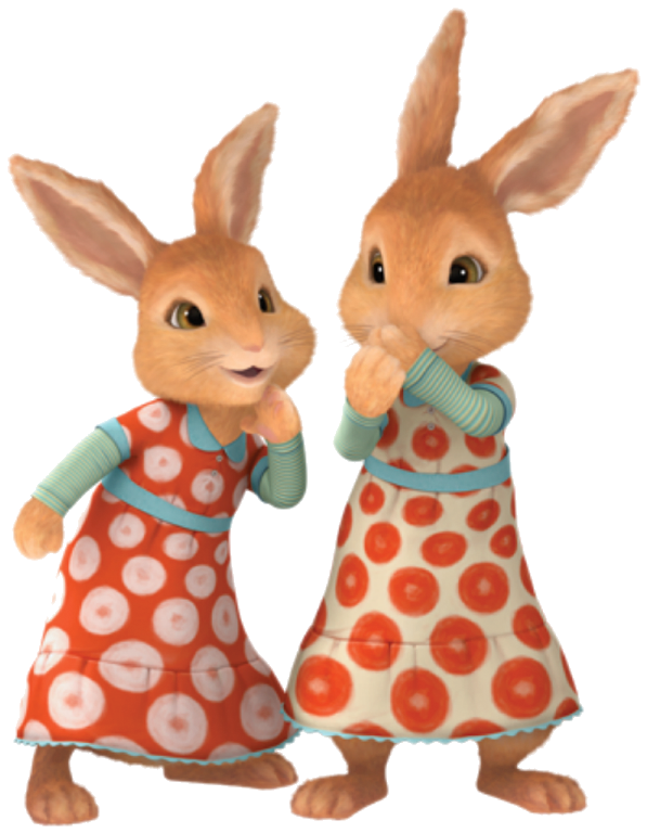 Animated Rabbit Siblingsin Dresses PNG image