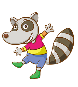 Animated Raccoon Character Jumping PNG image