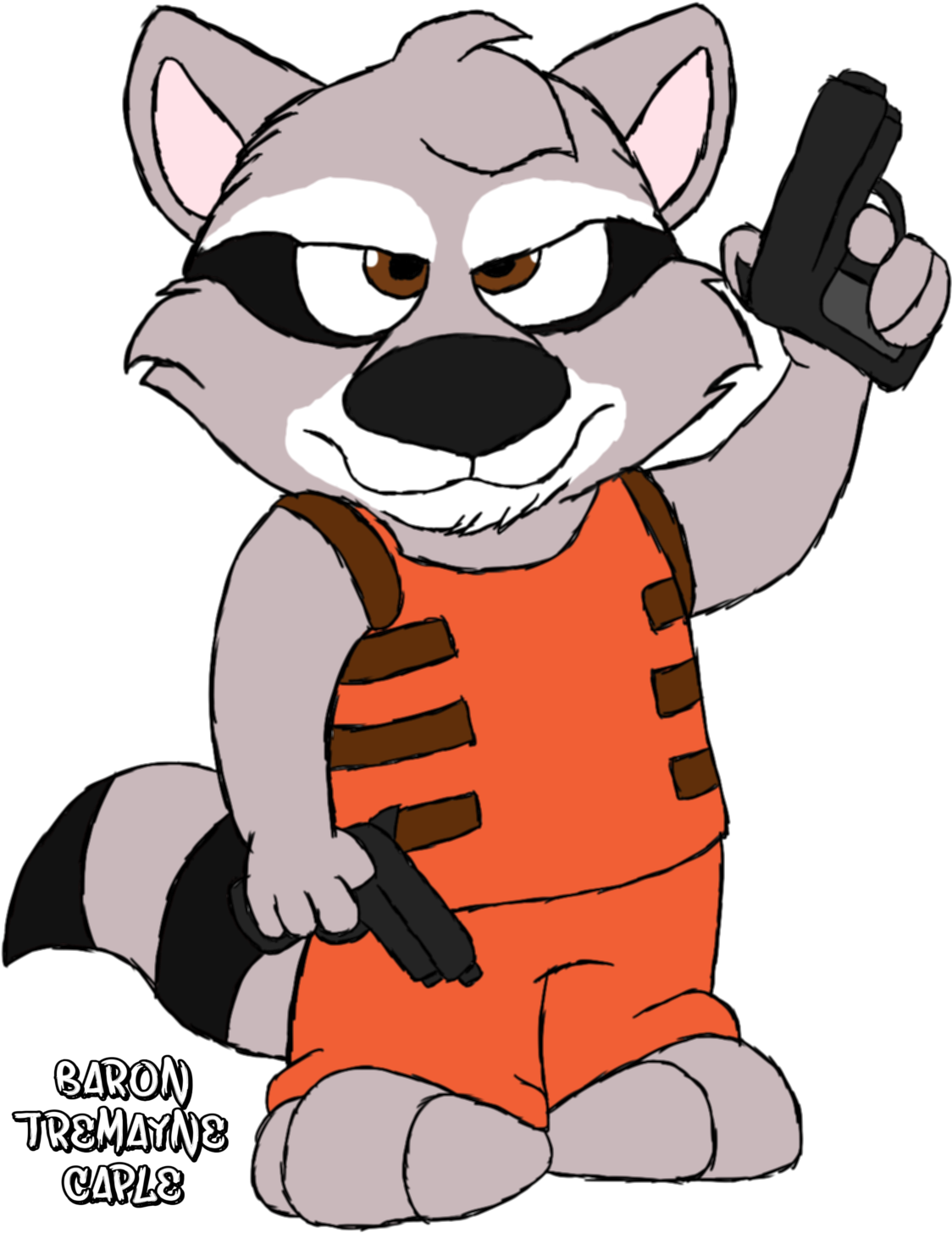 Animated Raccoon Character With Guns PNG image