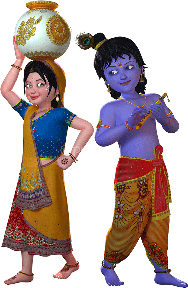Animated Radha Krishna Together PNG image