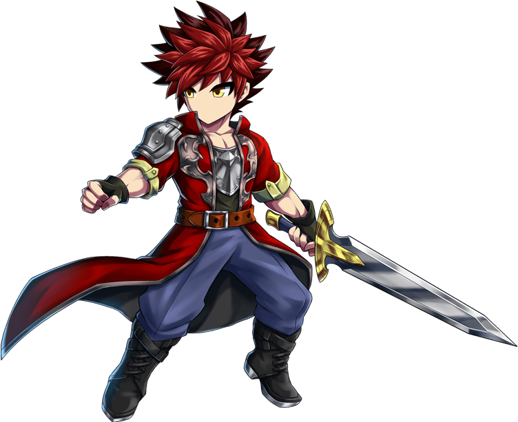 Animated Red Haired Swordsman PNG image