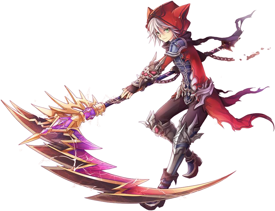 Animated Red Hooded Reaperwith Scythe PNG image