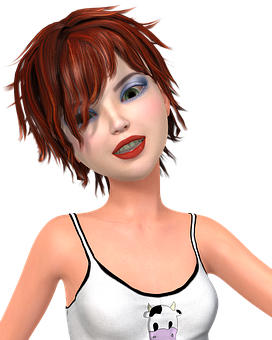 Animated Redhead Female Character PNG image