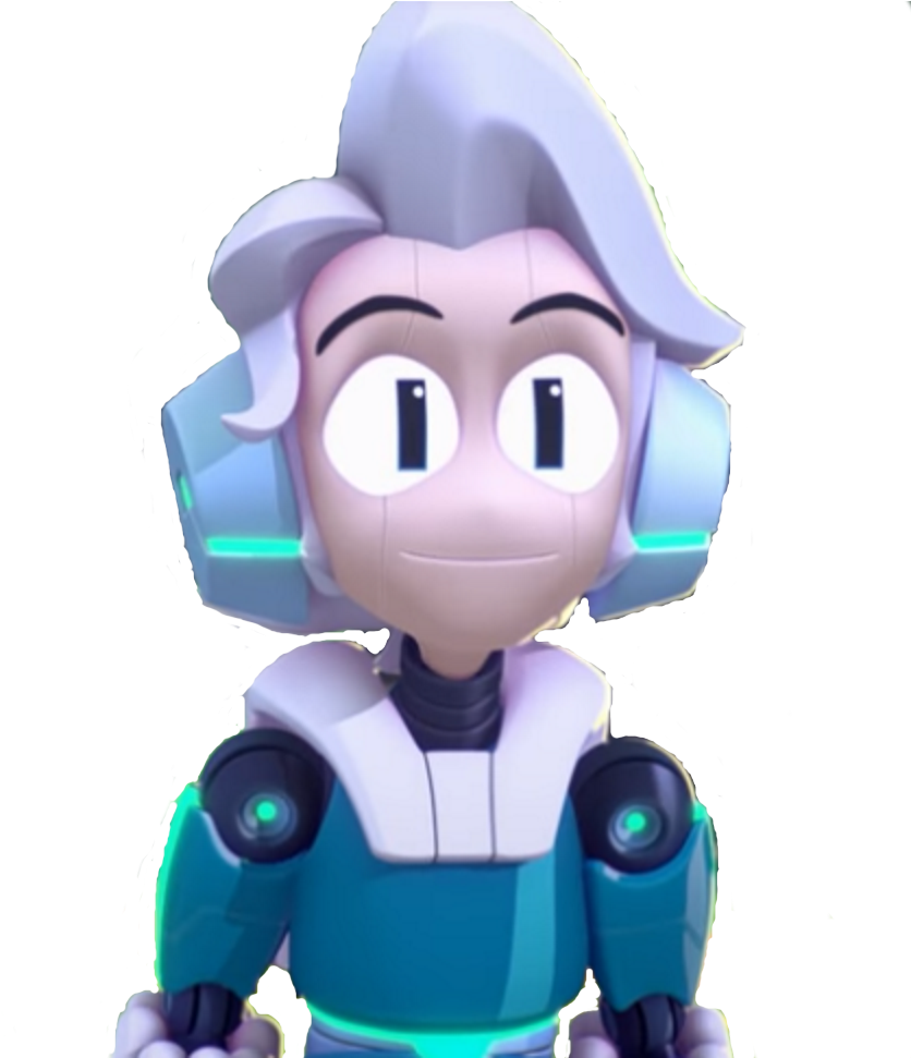 Animated Robot Character Smiling PNG image