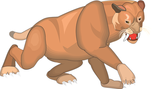 Animated Saber Toothed Cat Illustration PNG image