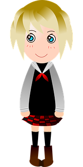 Animated Schoolgirl Character PNG image
