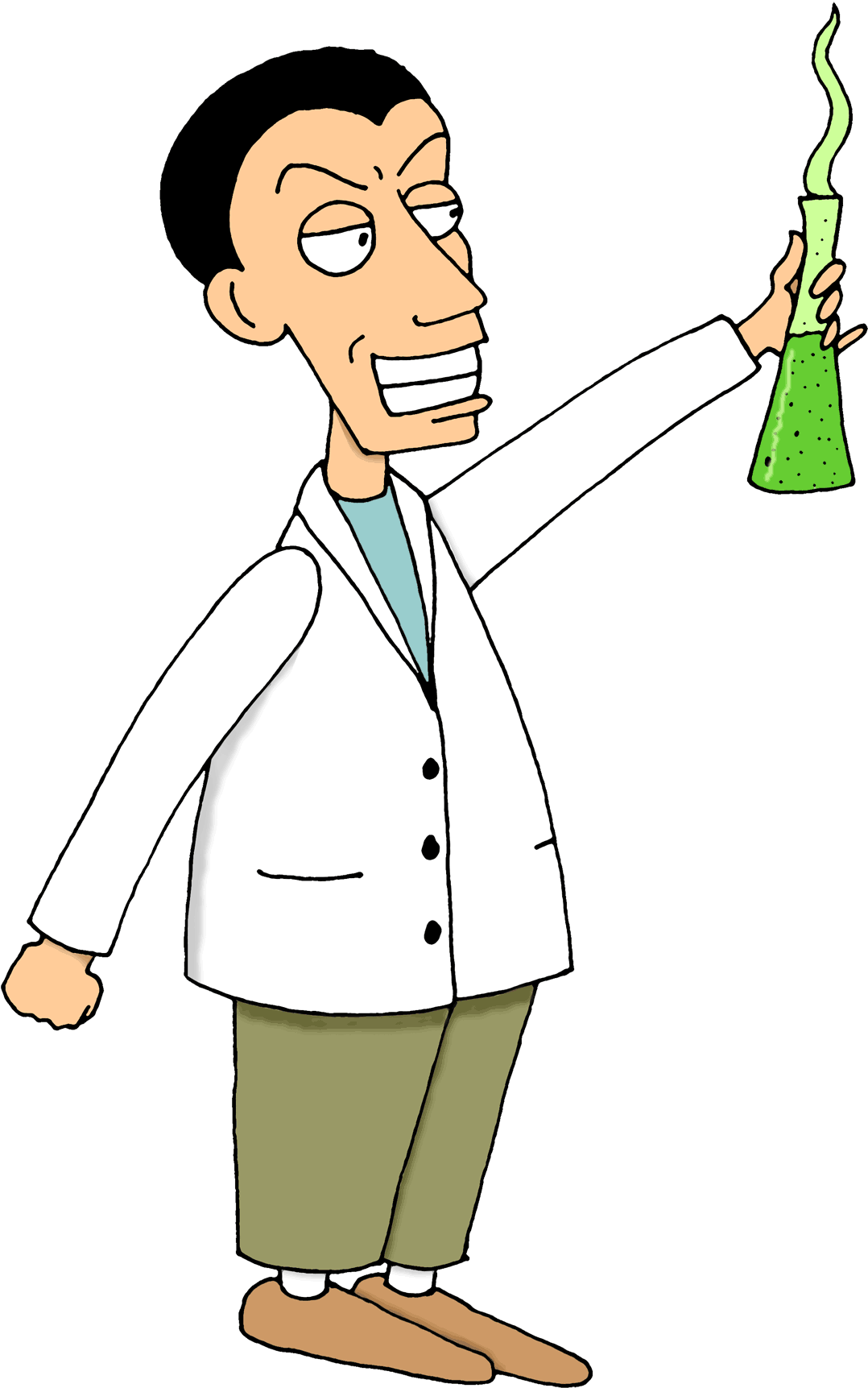 Animated Scientist Holding Flask PNG image