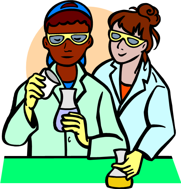 Animated Scientists Conducting Experiment PNG image