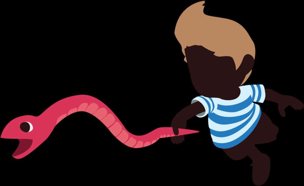 Animated Sea Monsterand Boy Silhouette PNG image