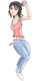 Animated Selfie Pose Female Character PNG image