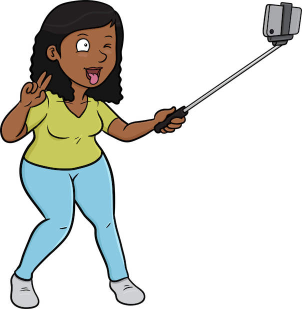 Animated Selfie With Selfie Stick PNG image