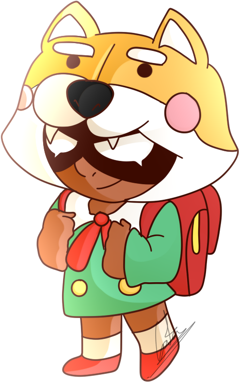 Animated Shiba Inu Character With Backpack PNG image