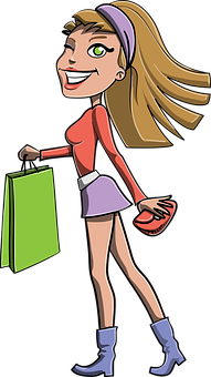 Animated Shopping Girl Cartoon PNG image