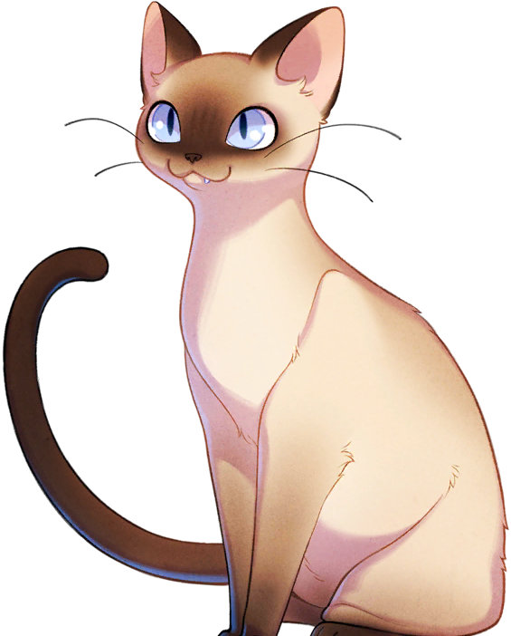 Animated Siamese Cat Illustration PNG image