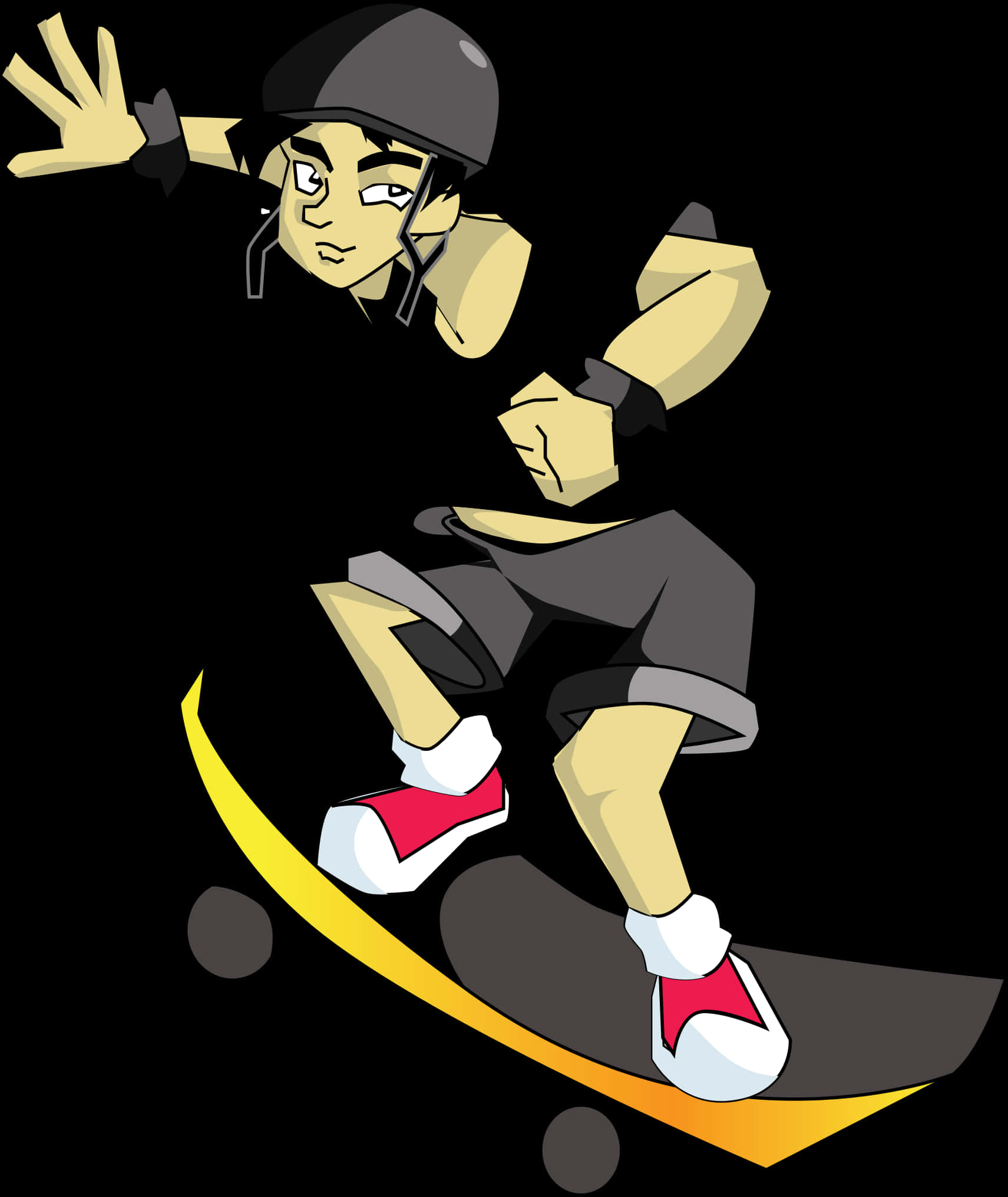 Animated Skateboarder Trick Stance PNG image