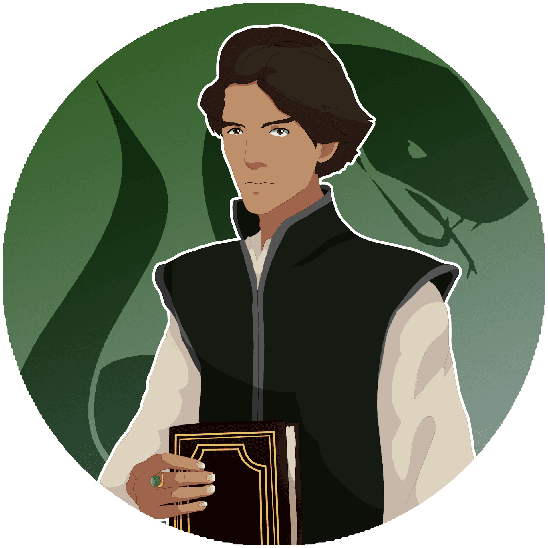 Animated Slytherin Studentwith Book PNG image