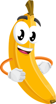 Animated Smiling Banana Character PNG image