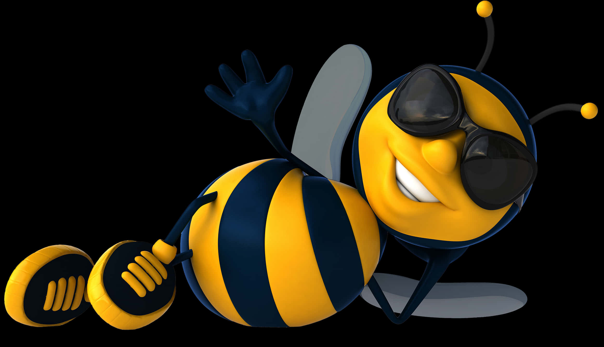 Animated Smiling Bee With Sunglasses PNG image