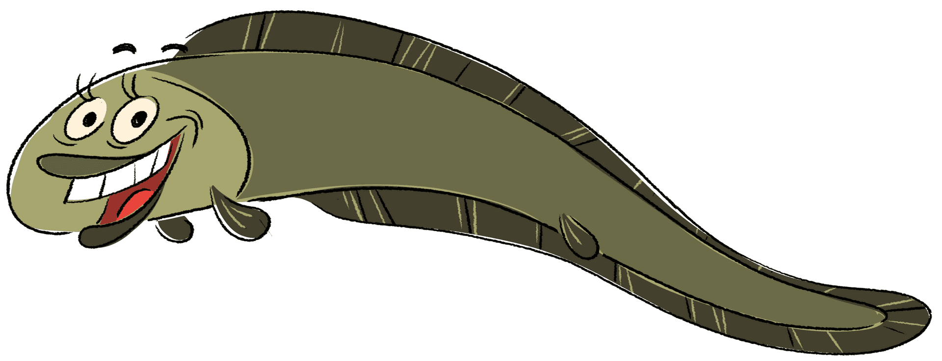 Animated Smiling Eel Cartoon Character PNG image