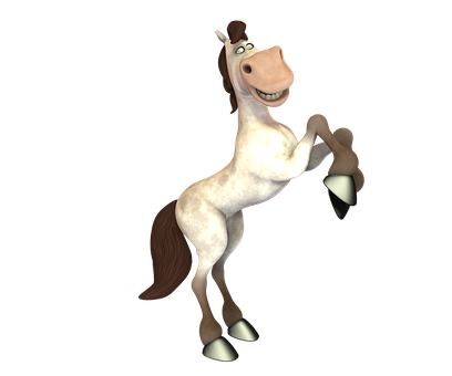 Animated Smiling Horse Standing On Hind Legs PNG image