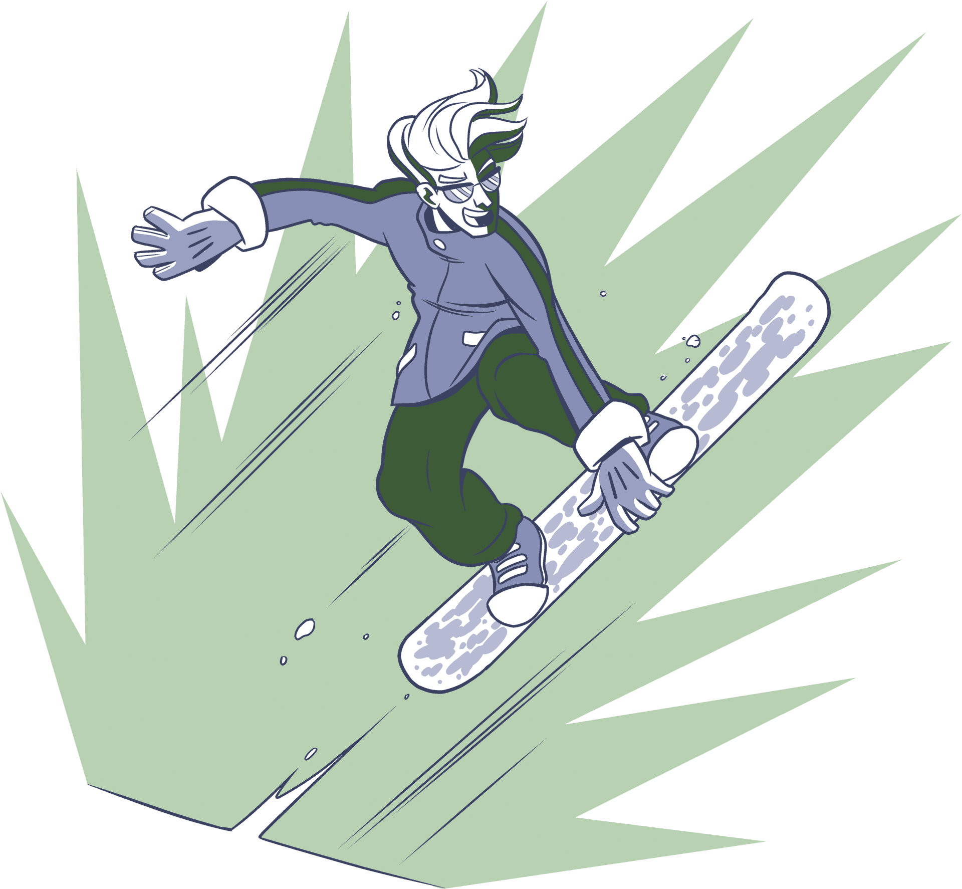 Animated Snowboarder Action Pose PNG image