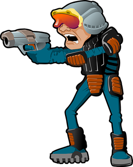 Animated Soldier Shooting Pistol PNG image