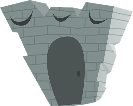 Animated Stone Face Door Design PNG image