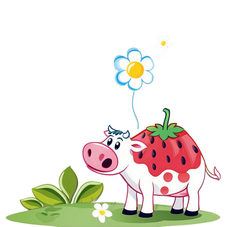 Animated Strawberry Cow Image Png 06252024 PNG image