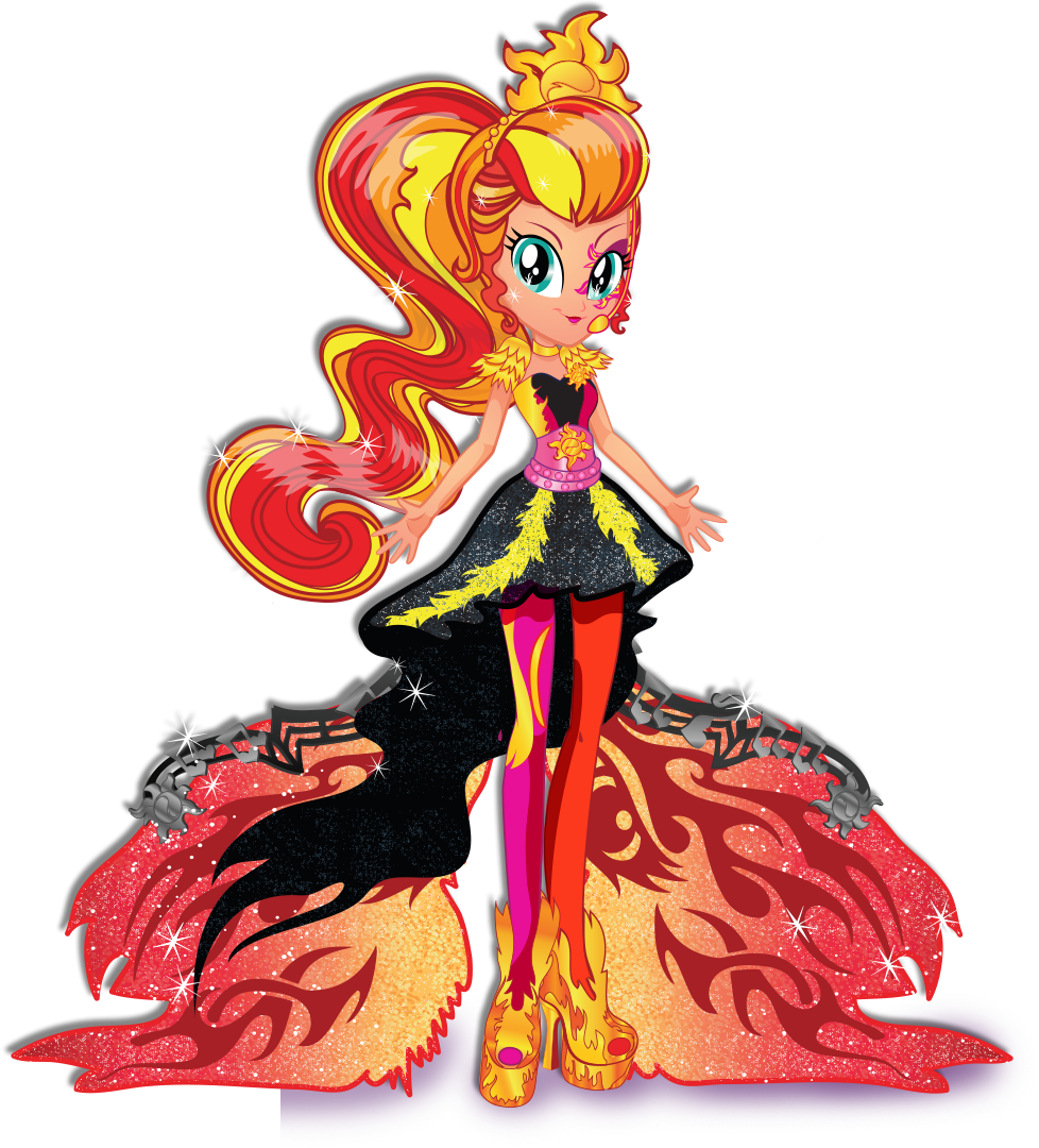 Animated Sunset Flame Princess Fashion PNG image