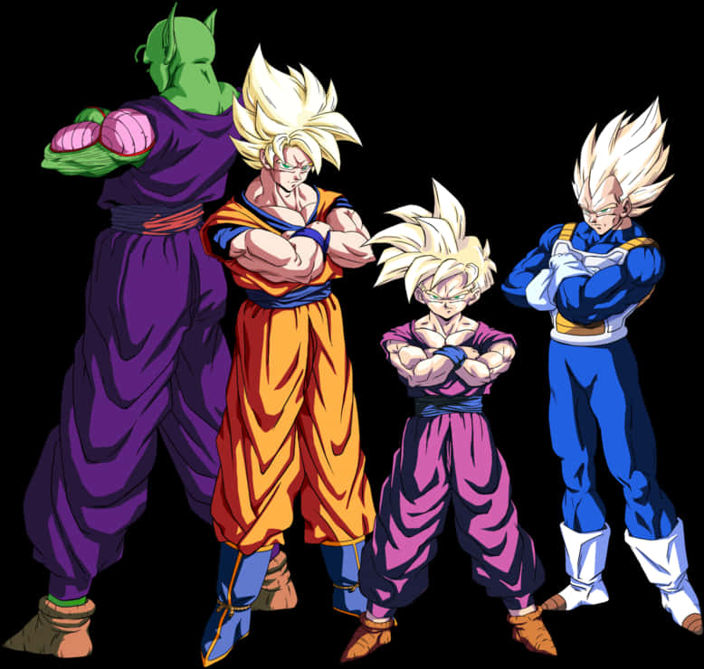 Animated_ Super_ Saiyan_ Group_ Pose PNG image