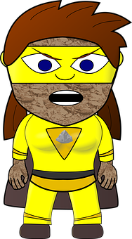 Animated Superhero Character Yellow Costume PNG image