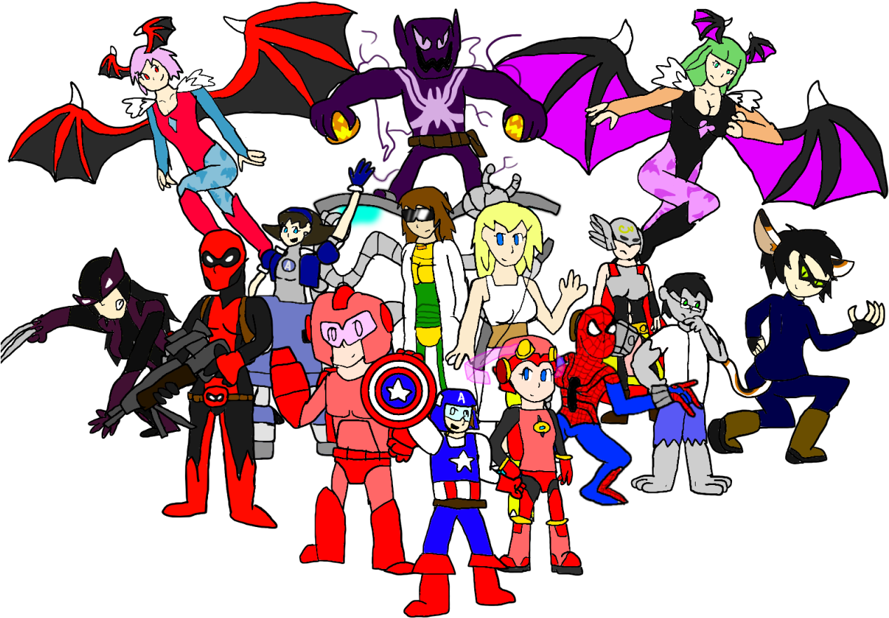 Animated_ Superheroes_ And_ Characters_ Gathering PNG image