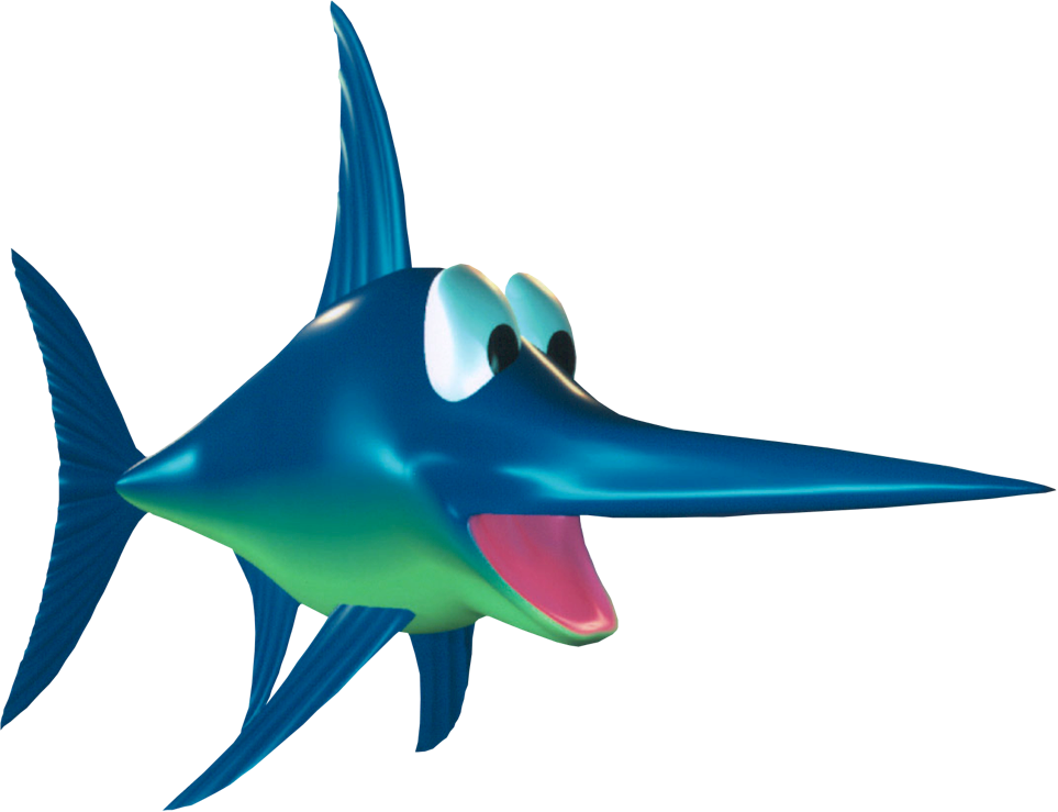 Animated Swordfish Character Smiling PNG image