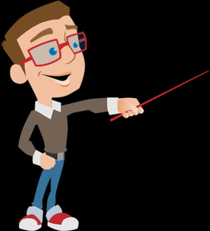 Animated Teacher With Pointer Clipart PNG image