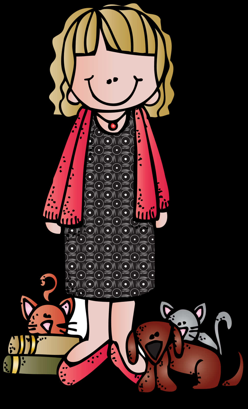 Animated Teacherand Pets PNG image