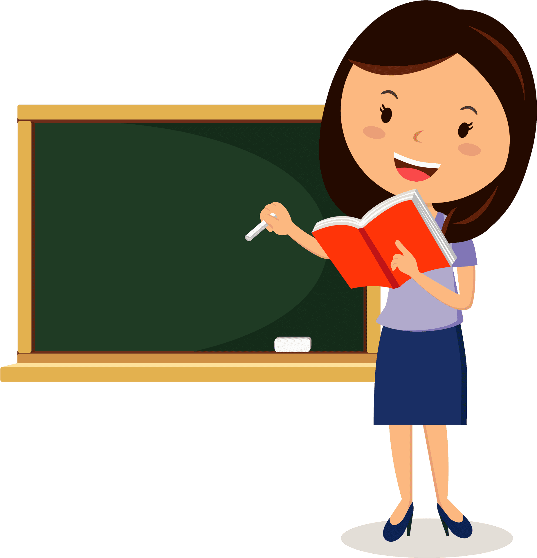 Animated Teacherat Blackboard PNG image