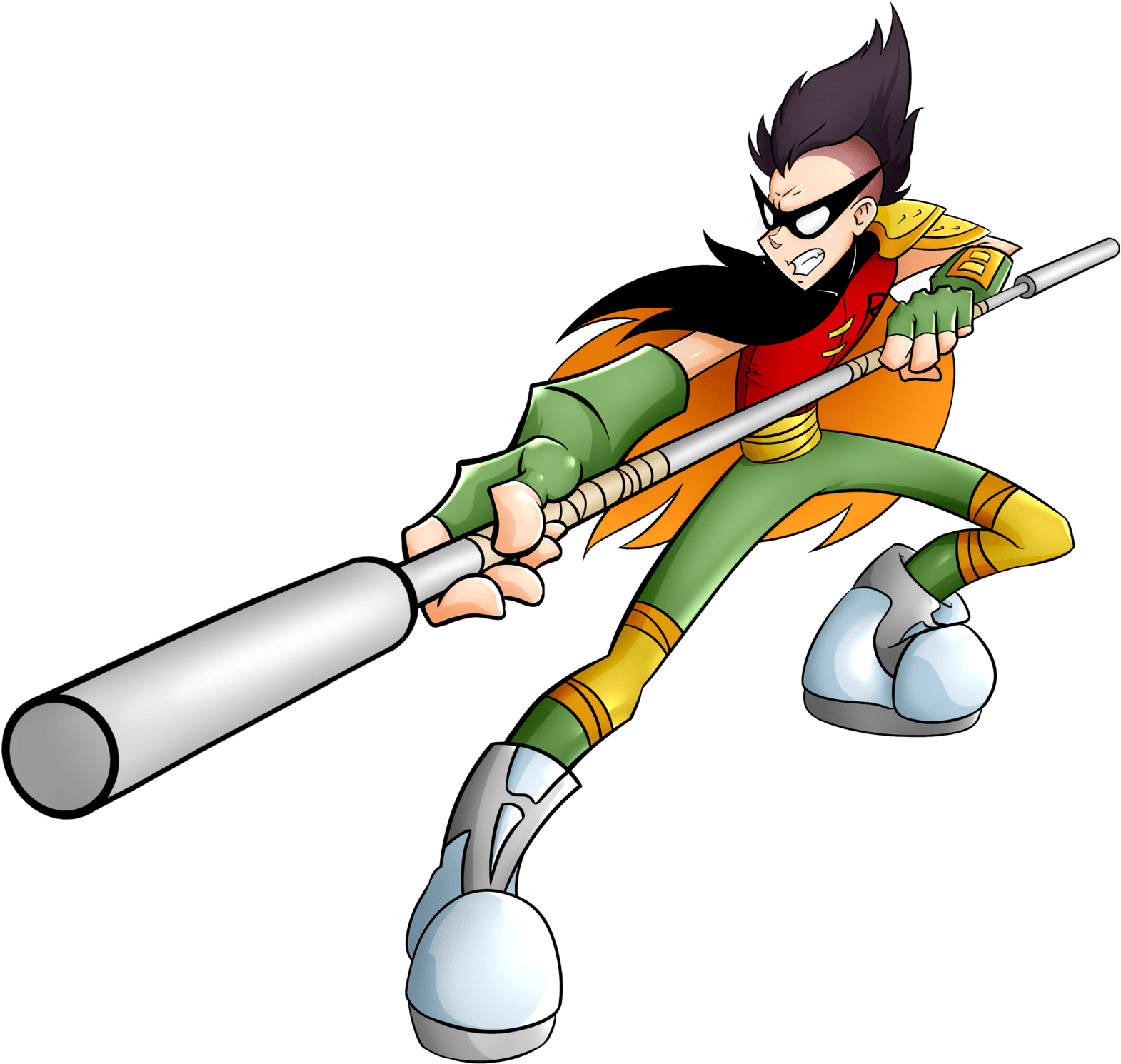 Animated Teen Hero With Staff PNG image
