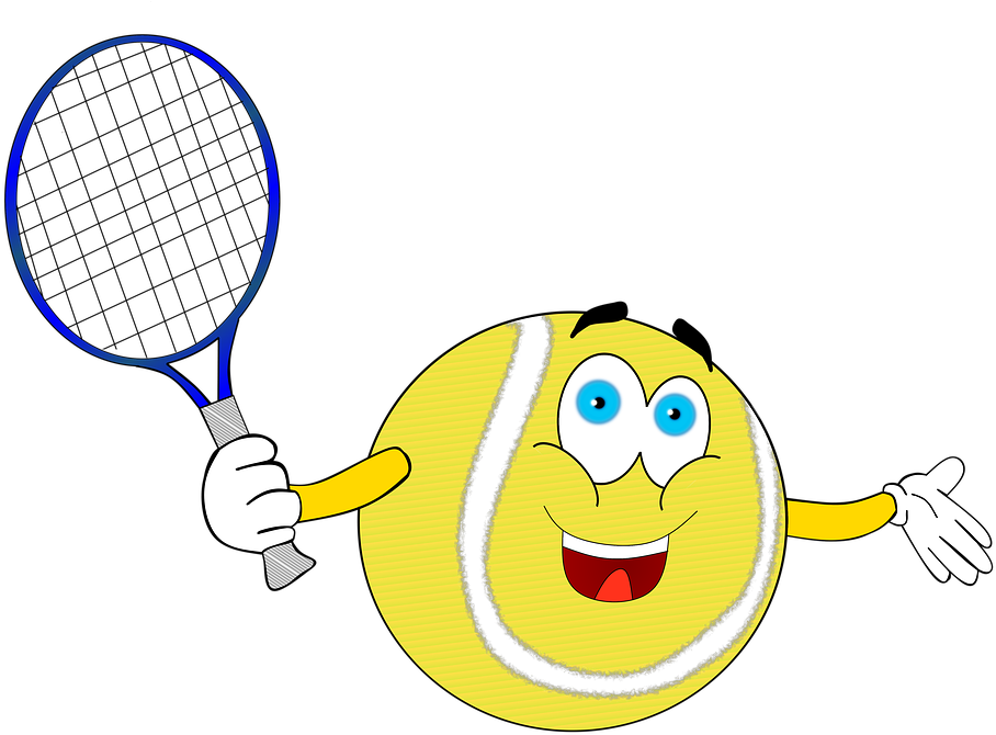 Animated Tennis Ball Character With Racket PNG image