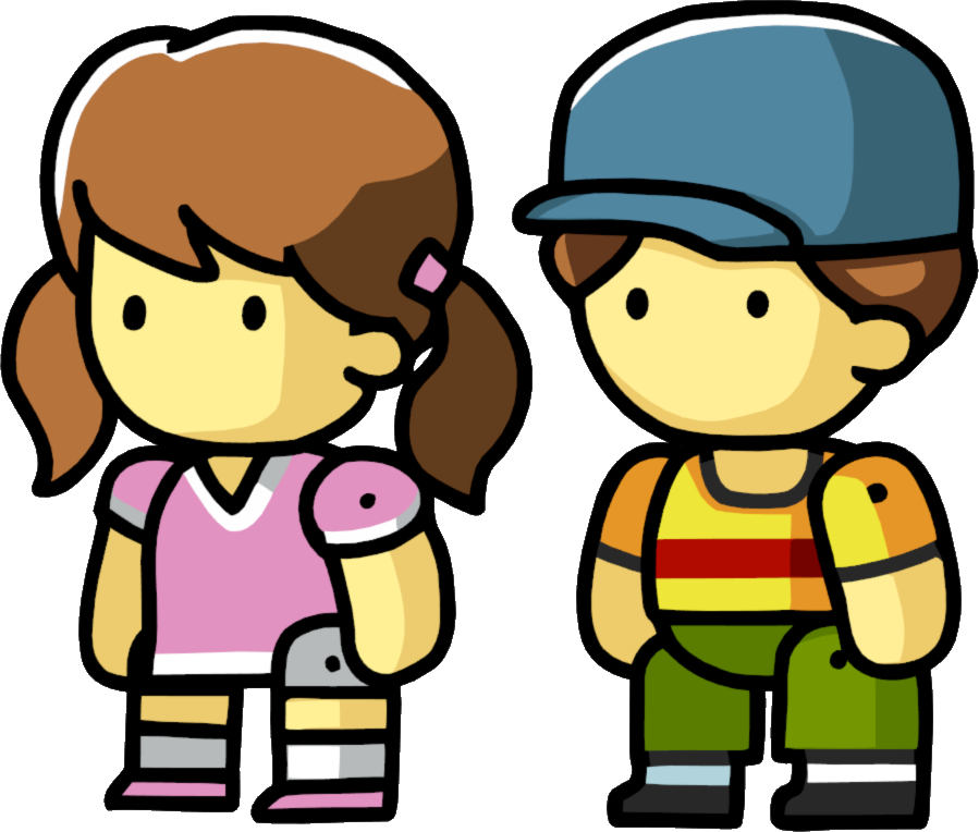 Animated Twin Characters Sportsand Construction PNG image