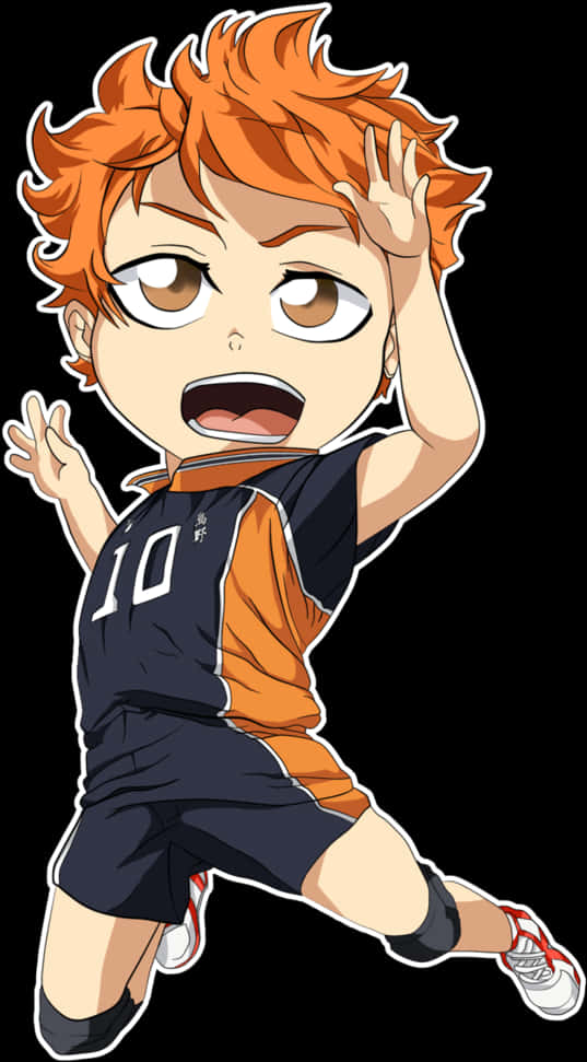 Animated Volleyball Player Hinata Action Pose PNG image