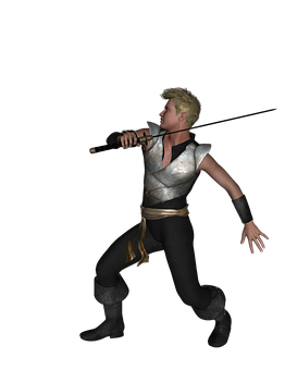 Animated Warrior Action Pose PNG image